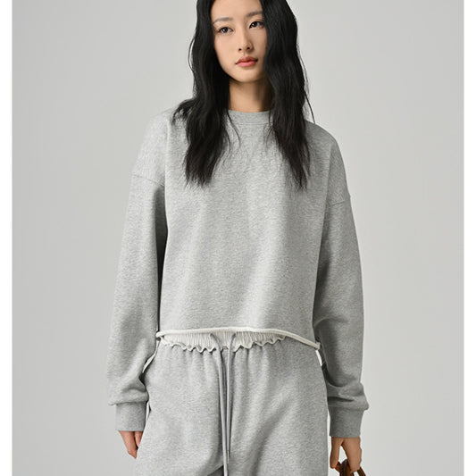 Fall Crop Hoodless Women'S Casual Long Sleeve Pullover Casual Sport Style Classic Round Neck Sweatshirts Womens Popular Clothes