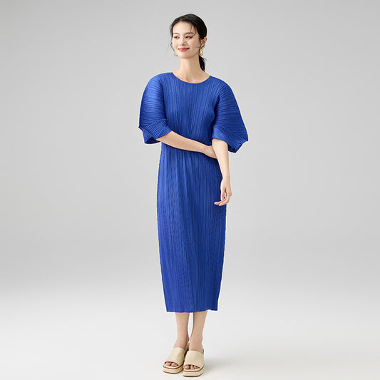 Summer New Premium Feeling Round Neck Loose Fashion Comfortable Casual Long Dresses