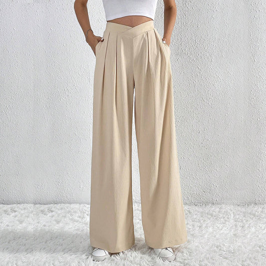 New Women's Commuter Style Pleated Casual Wide-leg Loose Trousers