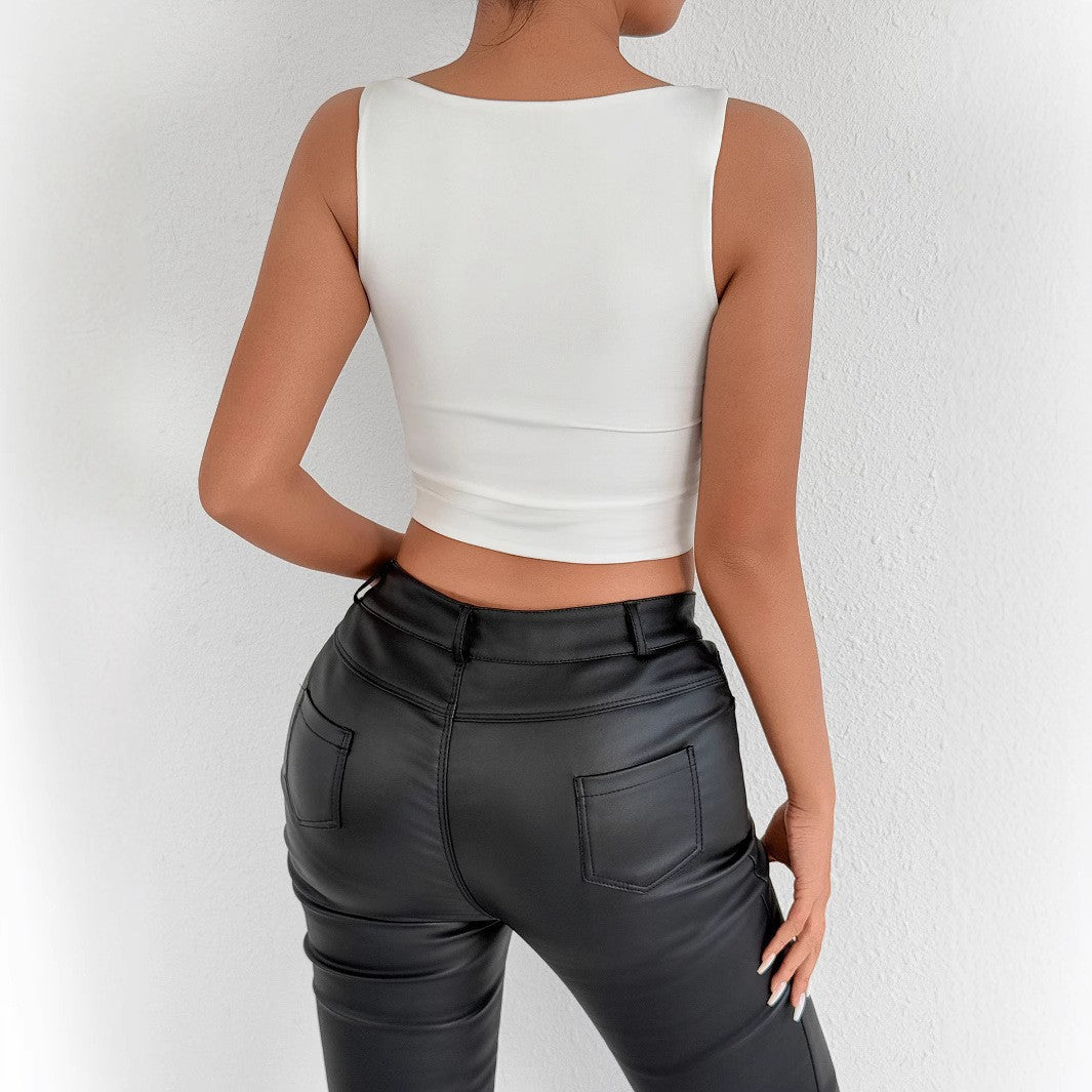Women Sexy Shoulderless Low Neck Suspender Nightclub Street Style New Fashion White Slim Fit Suspender Spring And Summer
