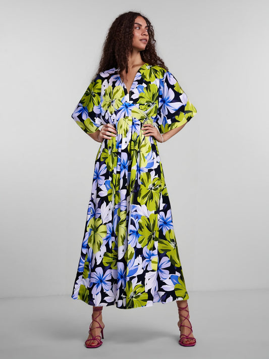 Elegant Spring Women's Dress Casual Fashion Floral Print Short Sleeve Super Long Dress New Fashion Hollow Out Long Dresses
