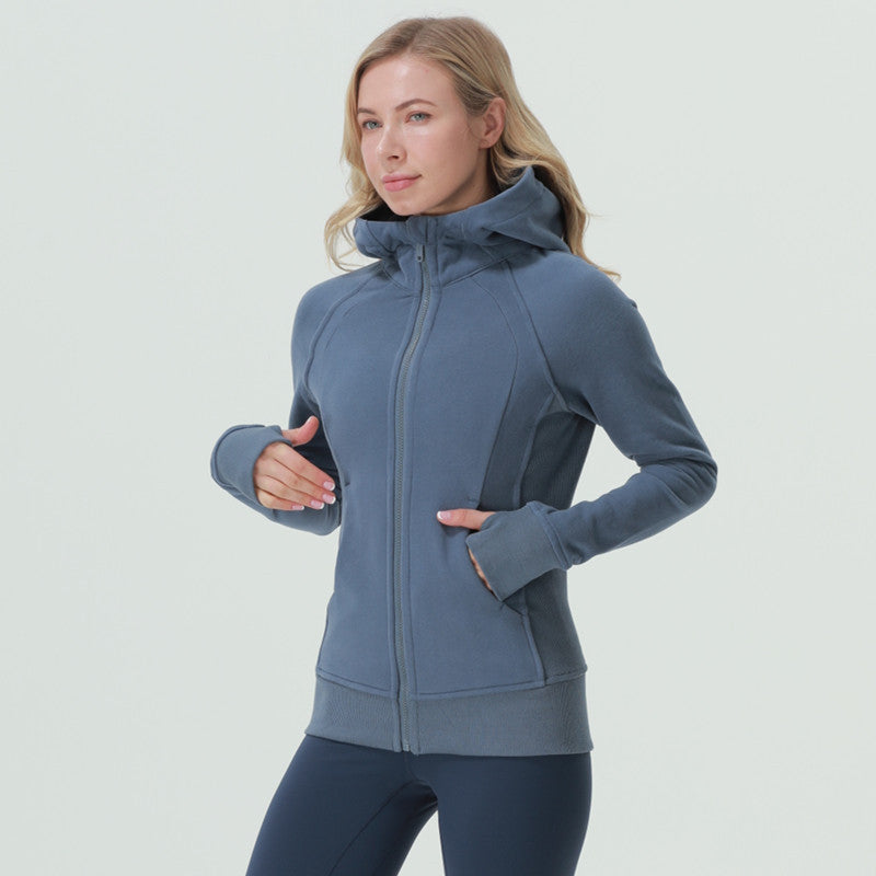 Women's New Yoga Clothes Top Women's Sports Running Fitness Zipper Cardigan Fleece Jacket Sweater Warm Autumn and Winter