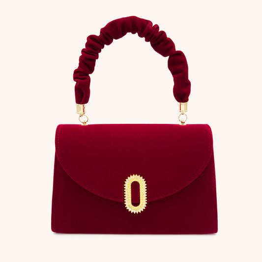 Red Velour Wedding Clutch Purses Handbag Women 2024 Trend Bag with Top Handle Lady Dating Evening Party Shoulder Messenger Bags