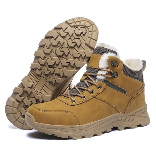 New Winter Shoes for Men Boots Warm Plush Leather Snow Ankle Boots HIking Shoes Men Timberland Boots