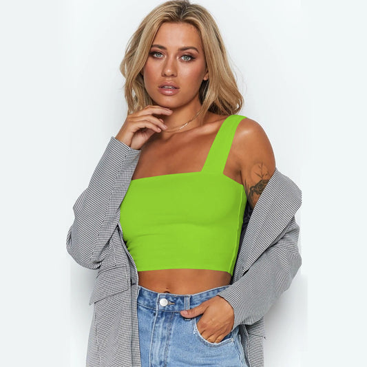 Fashionable Amazon Cross-Border Women's Clothing Summer New Style T-Shirt Sexy Tank Top Polyester Fiber Vest Strapless Top