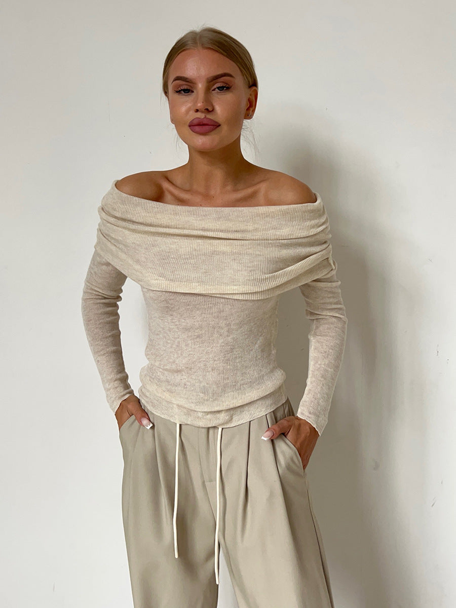 Off Shoulder Sweater Women Solid Wool Cashmere Sweater