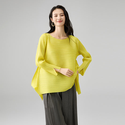 Spring New Fashion A Word Loose Thin Cuffs Open Fringe Long-sleeved T-shirt