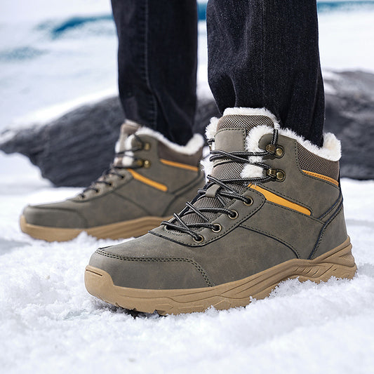 New Winter Shoes for Men Boots Warm Plush Leather Snow Ankle Boots HIking Shoes Men Timberland Boots