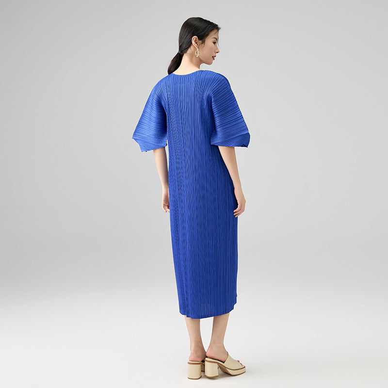 Summer New Premium Feeling Round Neck Loose Fashion Comfortable Casual Long Dresses