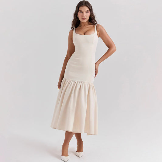 Sexy Plunge Splice Maxi Dress Outfits For Women Slim Fit Hip Wrap Party Club Dress