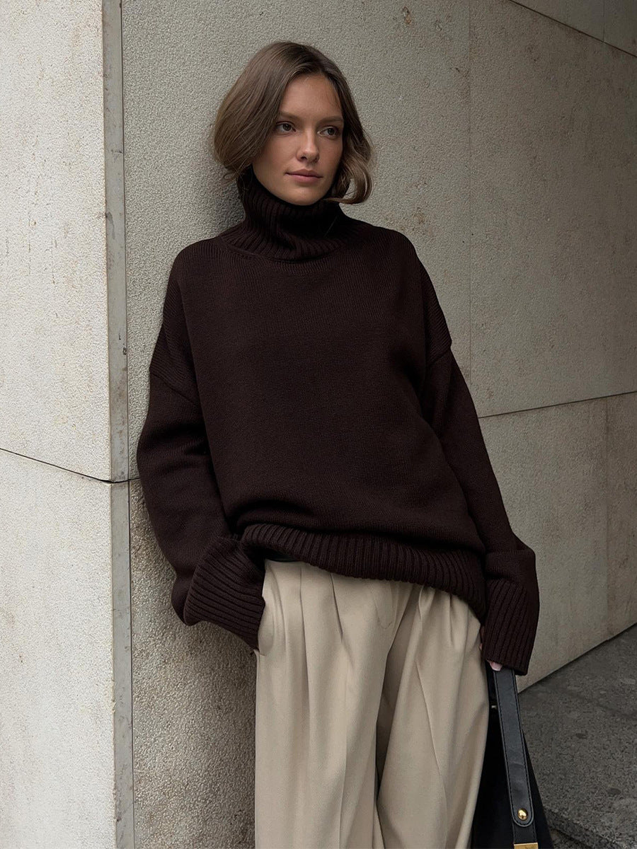 Winter Women's Turtleneck Sweater Long Sleeve Oversized Sweater