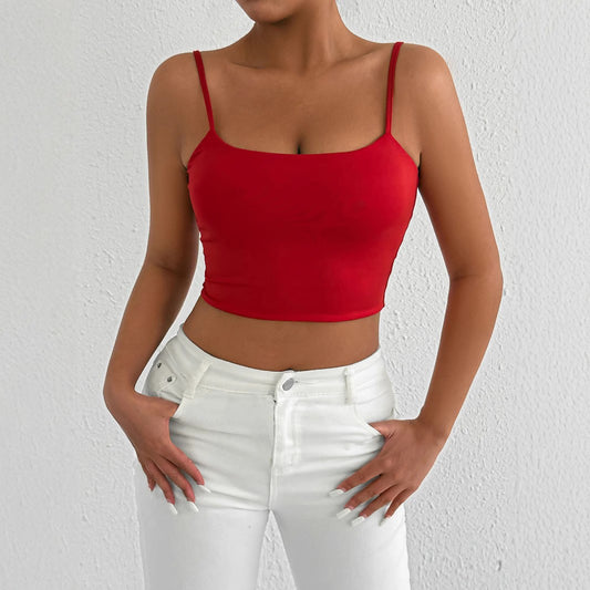 Women Sexy Backless Low Neck Camisole Nightclub Party Style Fashionable Red Tight Fitting Vest underwear Spring And Summer