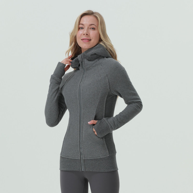 Women's New Yoga Clothes Top Women's Sports Running Fitness Zipper Cardigan Fleece Jacket Sweater Warm Autumn and Winter