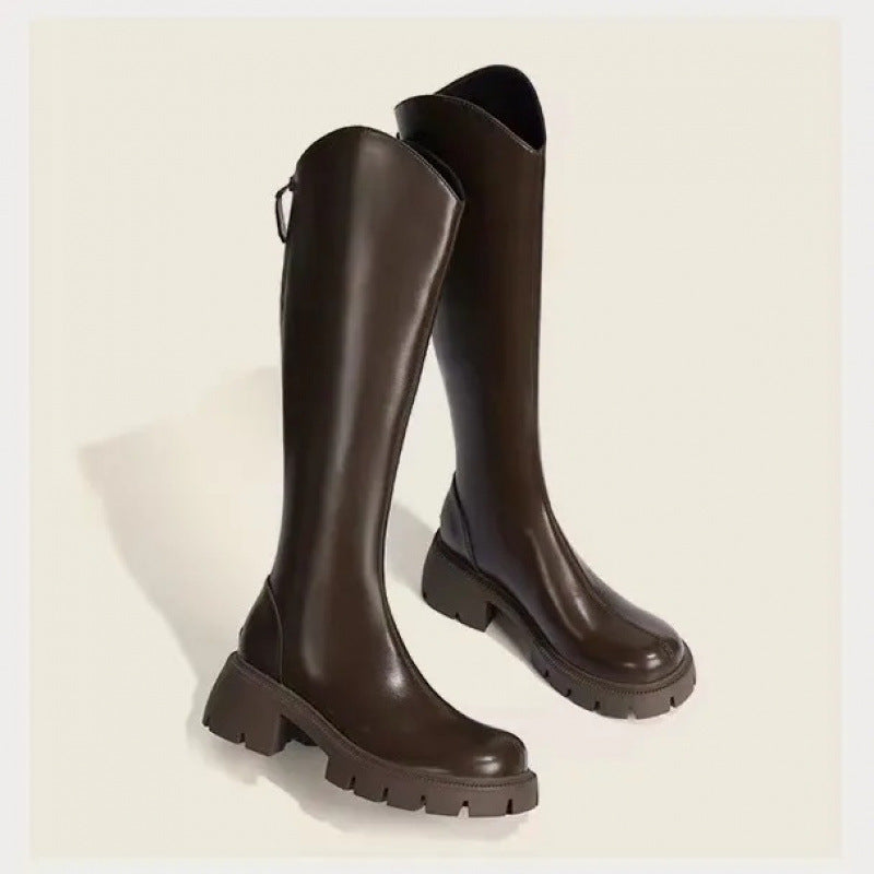 Real Soft Leather Boots Autumn And Winter New Knight Boots Height Increasing And Slimming Boots Thick Soled High Boots Long