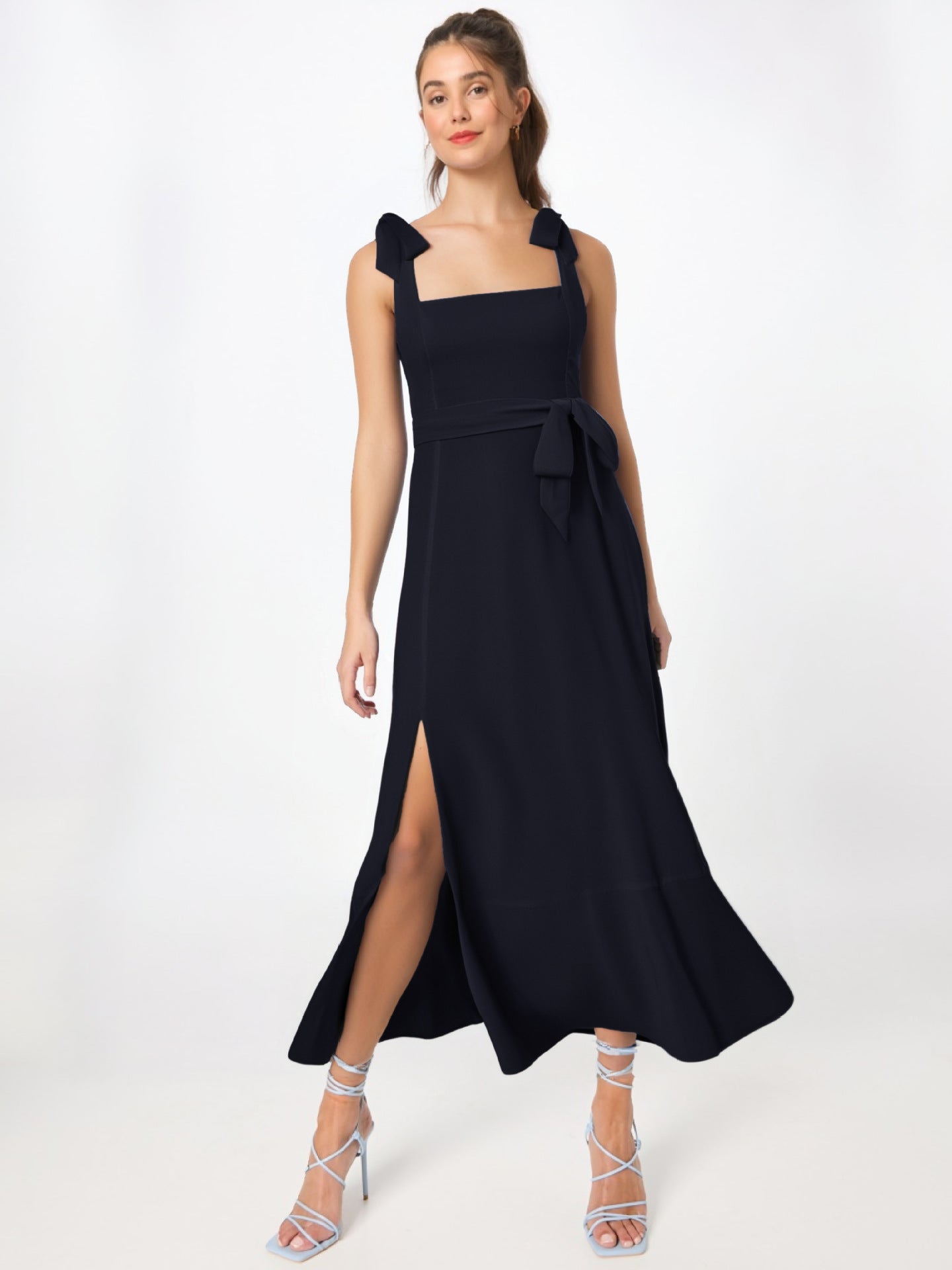 Elegant Slimming Petite Waist Split Skirt Long Dress For Women Summer New Arrival French Style Solid Color Dress