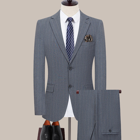 Two-button Suit for Men (suit + Trousers) Handsome Slim-fit Business Professional Work Formal Two-piece Set