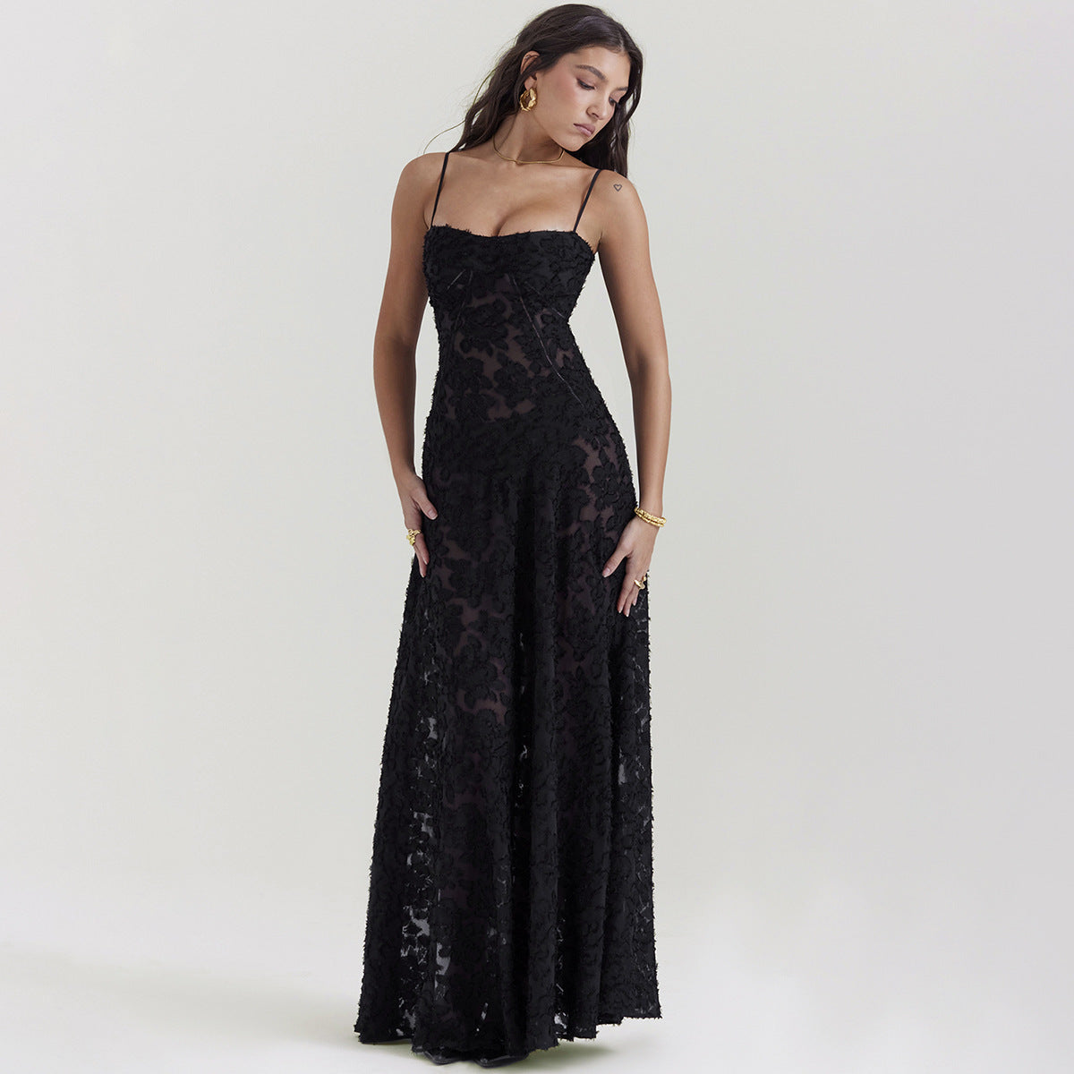 New In Dresses Womens Solid Round Neck Long Sleeved Patchwork Long Skirt Is Fashionable And Comfortable Robe Longue Femmes