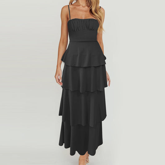 Sexy Open-Back Tank Cake Skirt Amazon Best Seller Wrinkle-Free Slimming Fashion Dress For Women