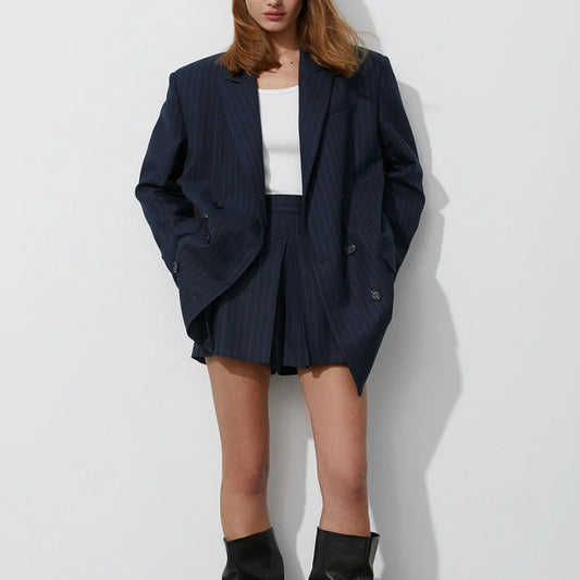 Women Fashion Long Sleeve Pockets Blazers And Button Slim Skirts Sets