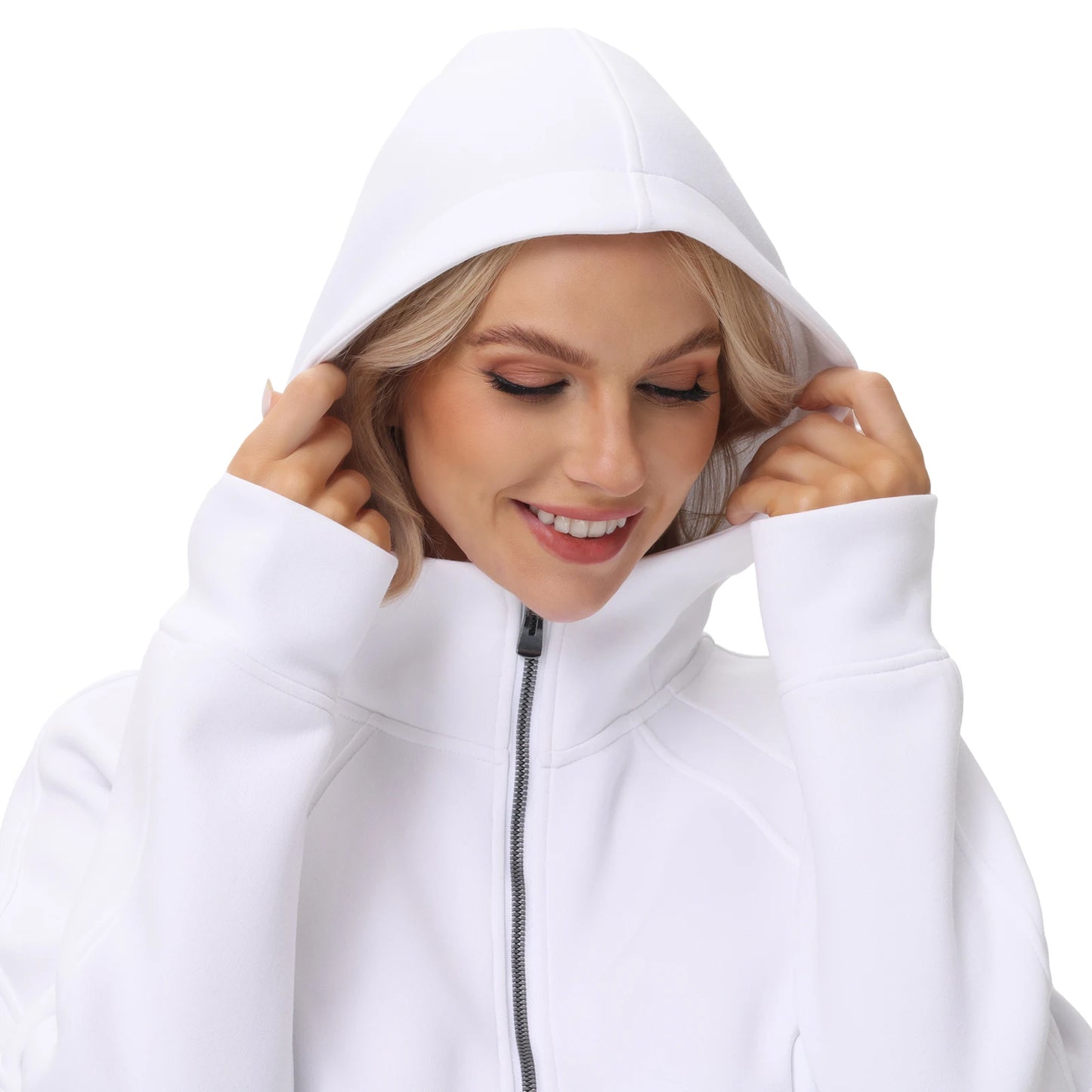 Women's Fleece Pullover Solid Warm Hoodies Half Zipper Long Sleeve Sweatshirts Tracksuits Outfits Short-style Sports Suit