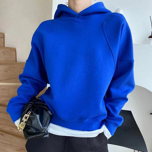 Line Design Women Hoodies Autumn Streetwear Batwing Sleeve Loose Solid Color Sweatshirts Pullovers Fashion Tops
