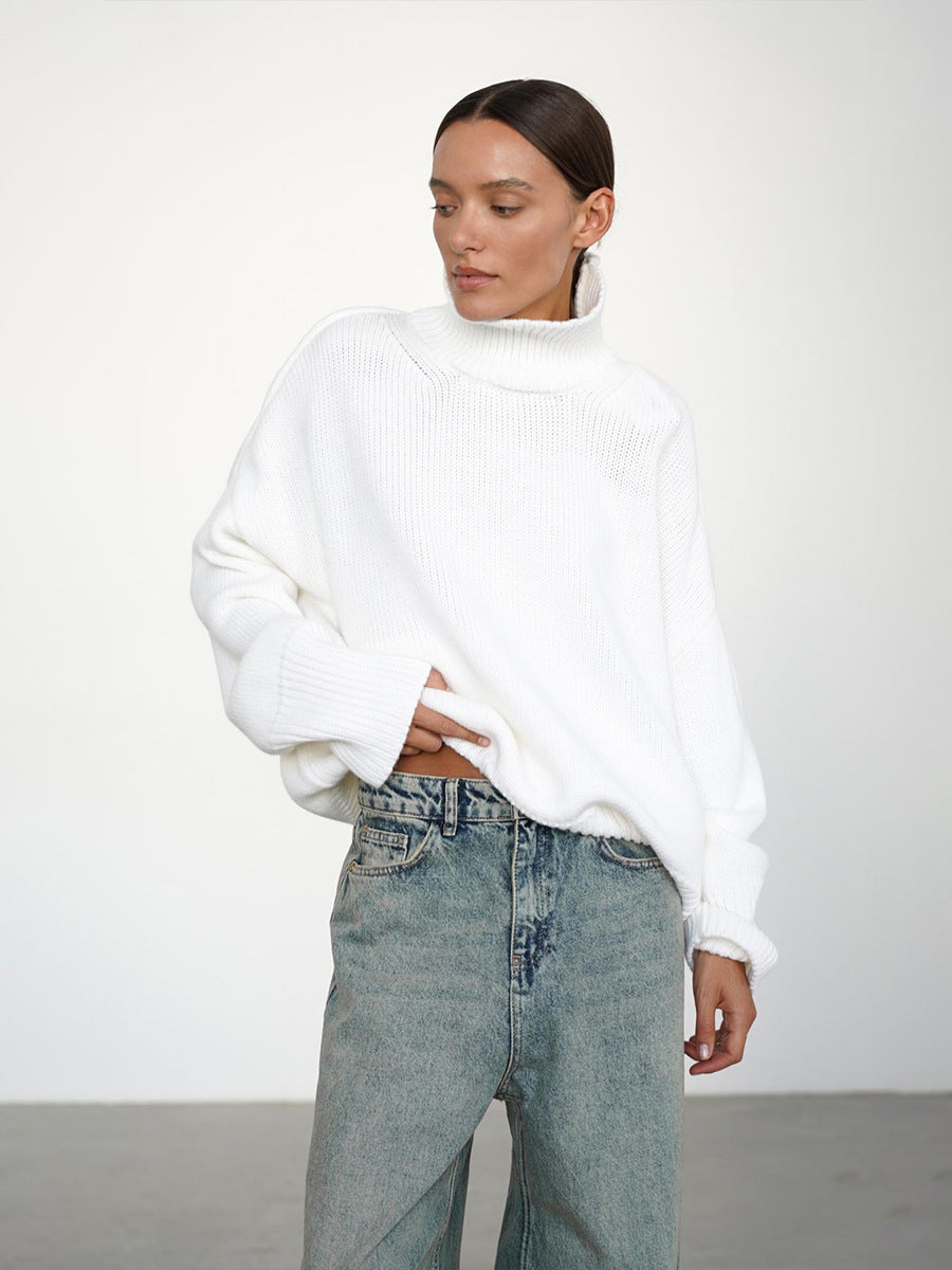 Winter Women's Turtleneck Sweater Long Sleeve Oversized Sweater