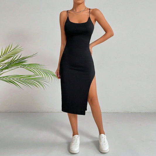 Sexy Sleeveless Slim Long Dress Women Party Club High Split Spaghetti Strap Dresses Woman Bodycon Dress Female