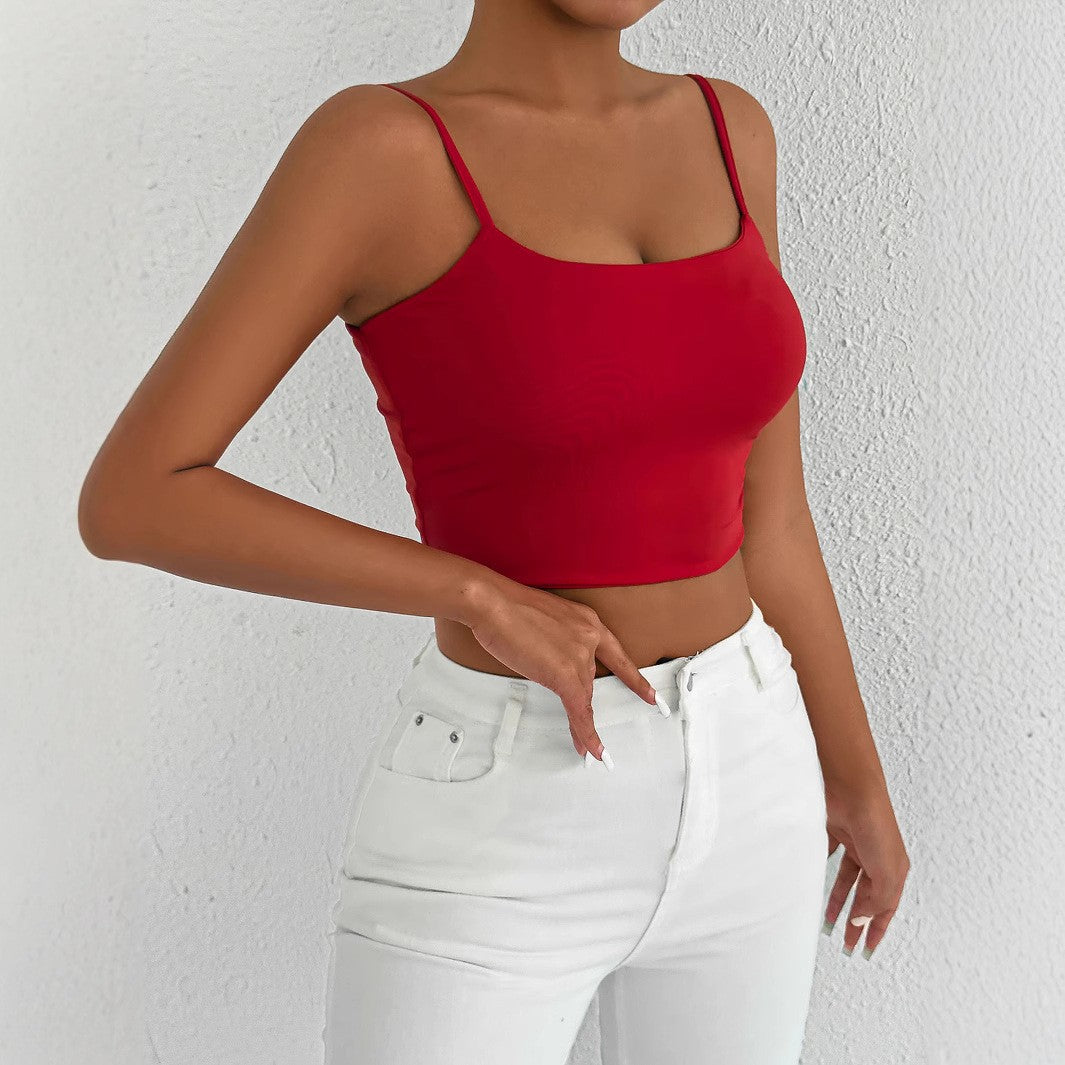 Women Sexy Backless Low Neck Camisole Nightclub Party Style Fashionable Red Tight Fitting Vest underwear Spring And Summer
