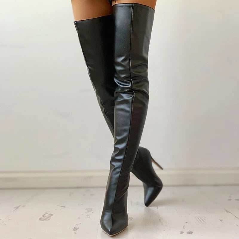 Sexy Stiletto Ultra Extremely High Heels Evening Club Party Thigh Boots Women Slim Leg Stretch Overknees Boots Shoes