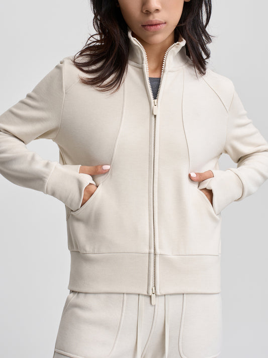 Women Sport Jacket Crop Length Breathable Warm Cozy SCUBA Full-Zip Cropped Hoodie Sweater