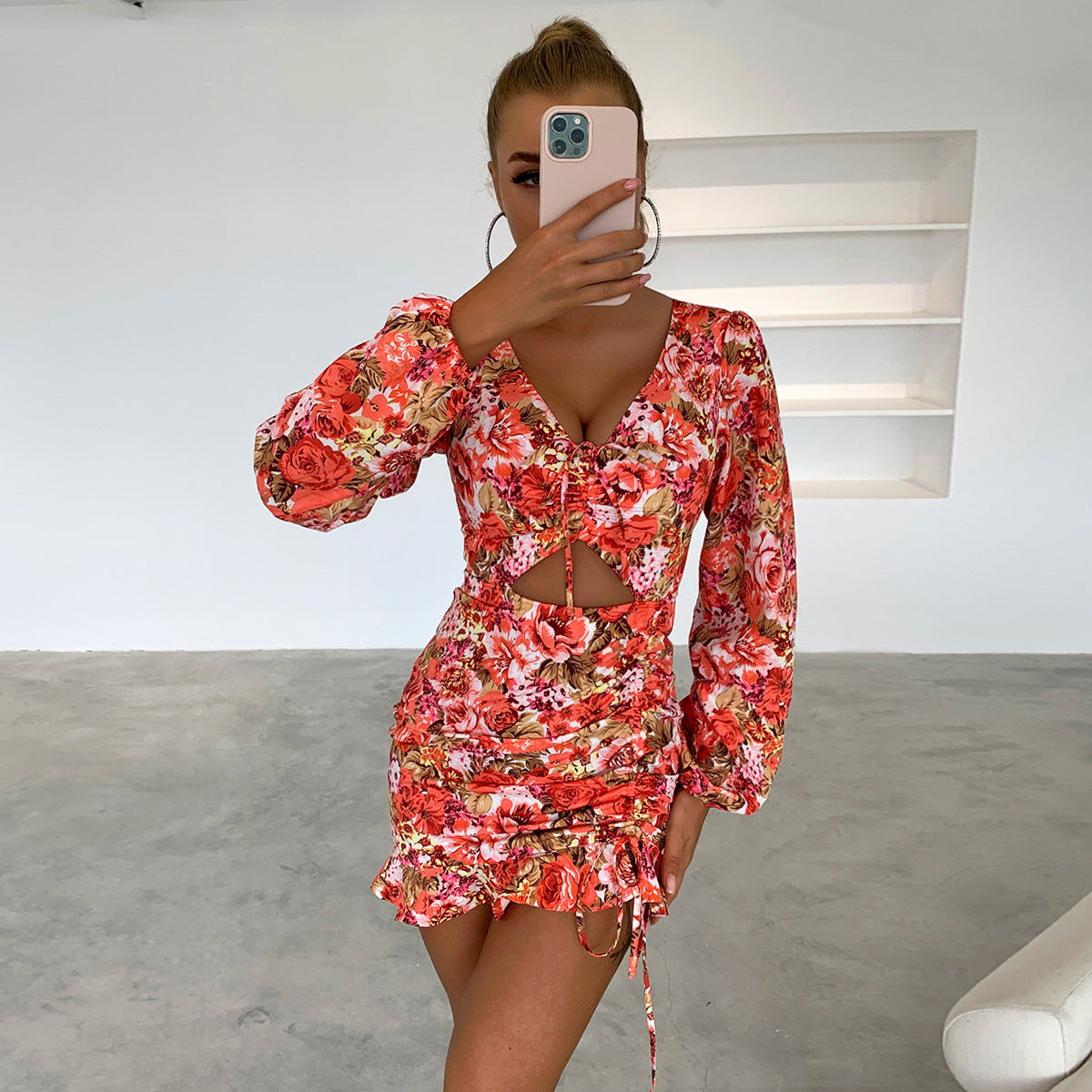 2025 Spring Hot Sell Long-sleeved Dress Fashion Temperament Slim Sexy Bag Buttock Dress Female Foreign Trade Wholesale Vestidos