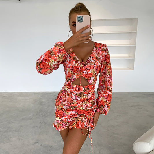 2025 Spring Hot Sell Long-sleeved Dress Fashion Temperament Slim Sexy Bag Buttock Dress Female Foreign Trade Wholesale Vestidos