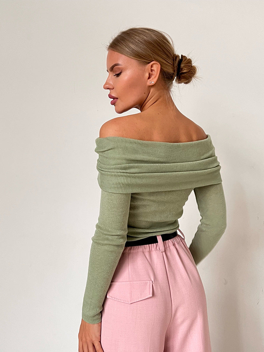 Off Shoulder Sweater Women Solid Wool Cashmere Sweater