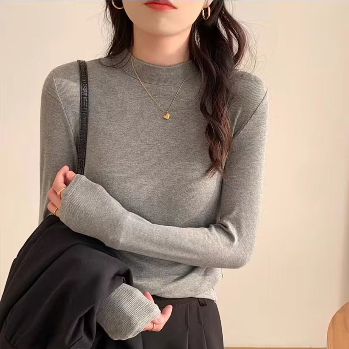 New Pullovers Women Bottom Shirts Sweater Fashion Long-sleeved Tops