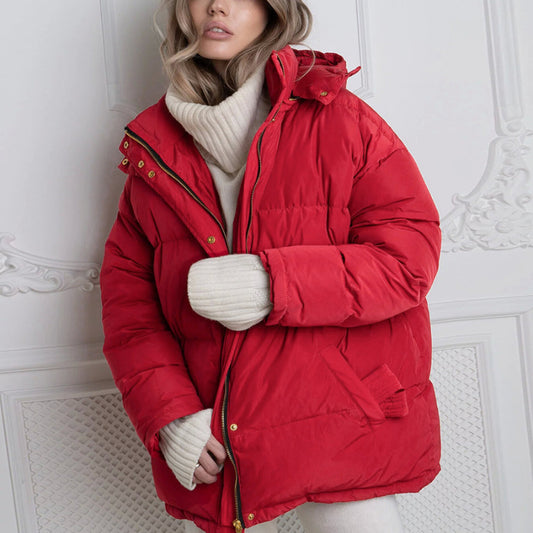 Fashion Thicken Warm Puffer Coats Women's Autumn Winter Cap Zip Soft Jacket