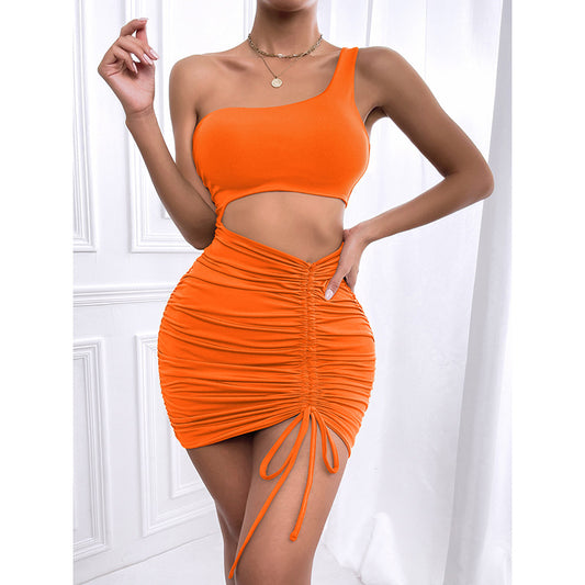 Summer Sexy Package Hips Ruffles Mini Dress Womens Fashion Slim Bodycon Adjust Ladies Dresses Korean Party Vestidos