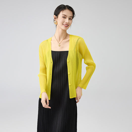 Spring New Temperament Mesh Long-sleeved Cardigan V-neck Loose Casual Versatile Sunwear