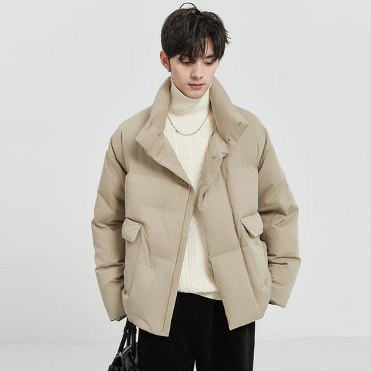 Short Thick Male Jackets Warm Men's Quilted Padded Coats Winter Korean Reviews Many Work Casual Clothing
