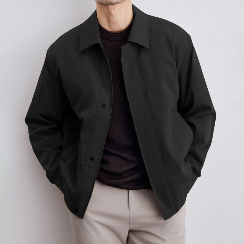 Spring Autumn Men's Korean Style Lapel Jacket High-End Trendy Solid Color Jacket For Casual Scenes