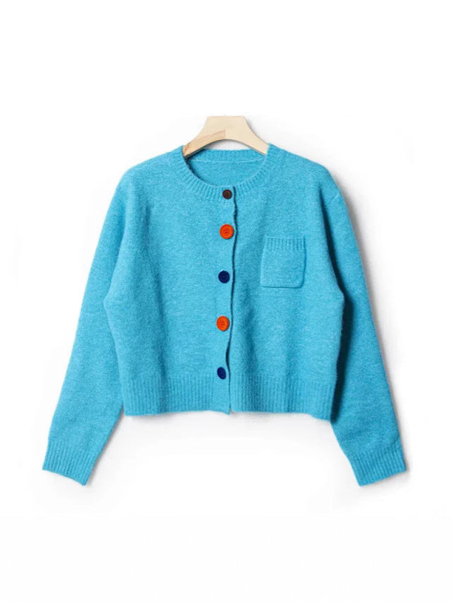 Winter Casual Sweet O-Neck Knitting Long Sleeve Cardigans Women Chic Pink Single Breasted Female Lovely Knitted Sweater