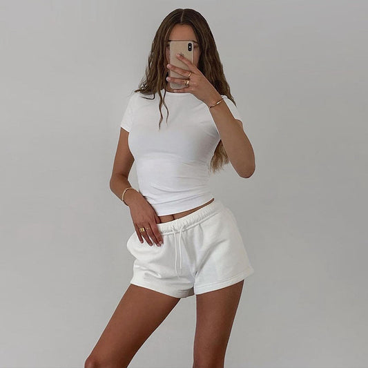 Spring New Short Sleeve T-Shirt Women Solid Color Simple Casual Soft All-Match Hot Basic Crop Tops Tee Summer Fashion Streetwear